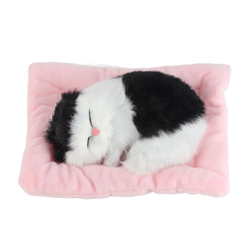YULEESIYIP Gefälschte Katzen Plüschspielzeug, interaktives Haustierspielzeug mit Sound aktives Kohlenstoffpolster für Senioren Kinder (Activated Carbon Black and White cat) von YULEESIYIP