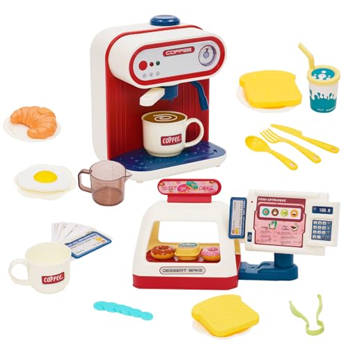 Kaffeemaschine Kinder, Kaffeeservice Spielzeug Set, Kinder Spielküchen Set, Rollenspiel mit Zubehör, Pretend Play Coffee Toy, Registrierkasse Spielzeug Donuts Weihnachten Neujahr Geschenke Kaffeemaschine Kinder, Kaffeeservice Spielzeug Set, Kinder Spielküchen Set, Rollenspiel mit Zubehör, Pretend Play Coffee Toy, Registrierkasse Spielzeug Donuts Weihnachten Neujahr Geschenke von YULEYU