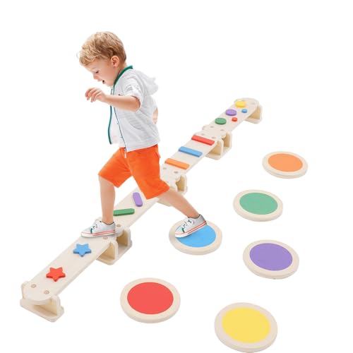 YULEYU 3 in 1 Holz Balancierbalken für Kinder und Kleinkinder mit Trittsteinen, Multifunktions Montessori Balancierbrett Hindernisstrecke, Gleichgewichtstraining, Sinnesschulung YULEYU 3 in 1 Holz Balancierbalken für Kinder und Kleinkinder mit Trittsteinen, Multifunktions Montessori Balancierbrett Hindernisstrecke, Gleichgewichtstraining, Sinnesschulung von YULEYU