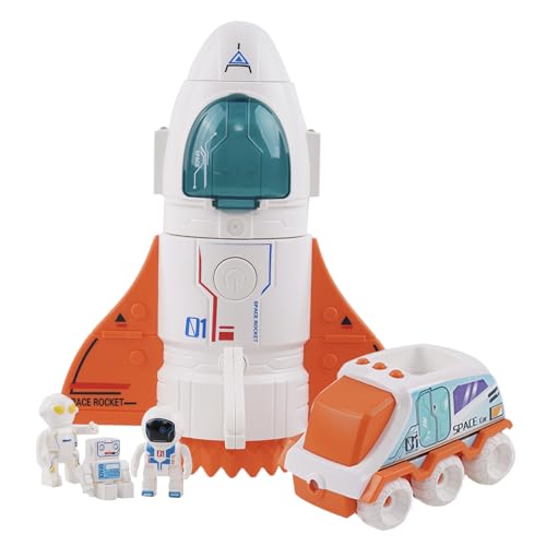 YULEYU Spaceshuttle Weltraummission Rakete Spielzeug, Raumschiff Orange Spielzeug mit Ton, 3 Astronauten-Figuren, Aufklappbares Cockpit, Sprühauspuff, Geburtstagsgeschenk für Kinder YULEYU Spaceshuttle Weltraummission Rakete Spielzeug, Raumschiff Orange Spielzeug mit Ton, 3 Astronauten-Figuren, Aufklappbares Cockpit, Sprühauspuff, Geburtstagsgeschenk für Kinder von YULEYU