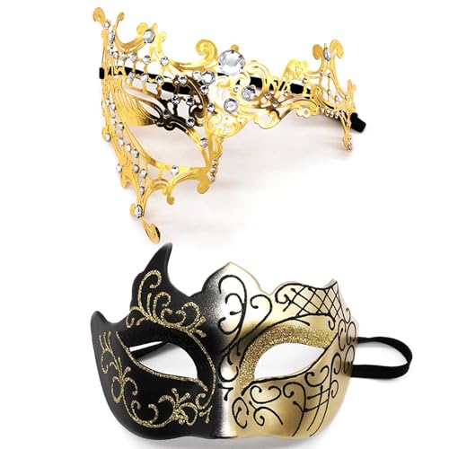 YULIAO 2 Stück Venezianischen Masquerade Maske, Ball Masquerade Mask, paar Maskerade Maske, Karneval Abschlussball Maske, für Damen Herren (2) YULIAO 2 Stück Venezianischen Masquerade Maske, Ball Masquerade Mask, paar Maskerade Maske, Karneval Abschlussball Maske, für Damen Herren (2) von YULIAO