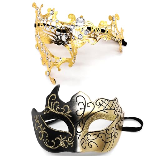 YULIAO 2 Stück Venezianischen Masquerade Maske, Ball Masquerade Mask, paar Maskerade Maske, Karneval Abschlussball Maske, für Damen Herren (2) von YULIAO