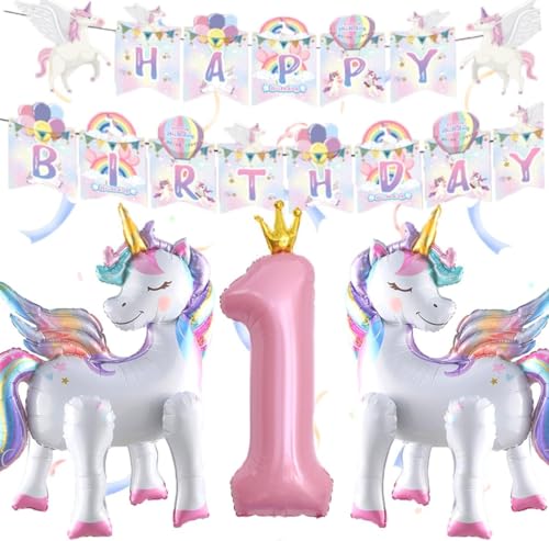 3D Einhorn Luftballons 1 Jahre, Einhorn Folienballon mit Einhorn Ballons Geburtstag Nummer 1 Ballon Happy Birthday Girlande, Einhorn Luftballons Geburtstag 1 Jahre für Mädchen Geburtstags Party 3D Einhorn Luftballons 1 Jahre, Einhorn Folienballon mit Einhorn Ballons Geburtstag Nummer 1 Ballon Happy Birthday Girlande, Einhorn Luftballons Geburtstag 1 Jahre für Mädchen Geburtstags Party von YULONGWU