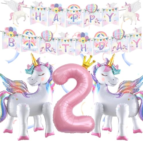 3D Einhorn Luftballons 2 Jahre, Einhorn Folienballon mit Einhorn Ballons Geburtstag Nummer 2 Ballon Happy Birthday Girlande, Einhorn Luftballons Geburtstag 2 Jahre für Mädchen Geburtstags Party 3D Einhorn Luftballons 2 Jahre, Einhorn Folienballon mit Einhorn Ballons Geburtstag Nummer 2 Ballon Happy Birthday Girlande, Einhorn Luftballons Geburtstag 2 Jahre für Mädchen Geburtstags Party von YULONGWU