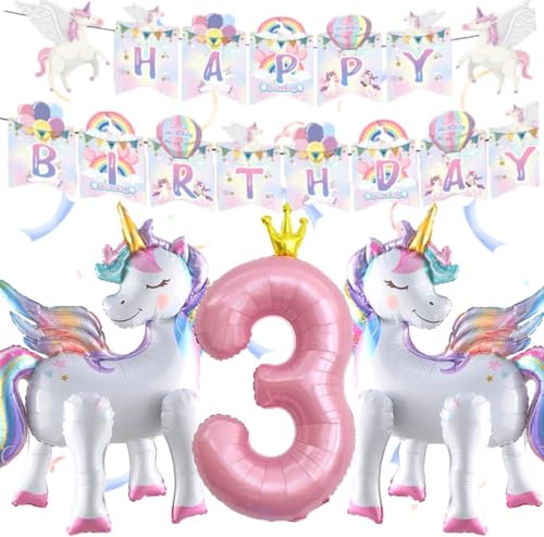 3D Einhorn Luftballons 3 Jahre, Einhorn Folienballon mit Einhorn Ballons Geburtstag Nummer 3 Ballon Happy Birthday Girlande, Einhorn Luftballons Geburtstag 3 Jahre für Mädchen Geburtstags Party 3D Einhorn Luftballons 3 Jahre, Einhorn Folienballon mit Einhorn Ballons Geburtstag Nummer 3 Ballon Happy Birthday Girlande, Einhorn Luftballons Geburtstag 3 Jahre für Mädchen Geburtstags Party von YULONGWU