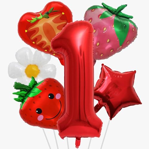 Luftballons Geburtstag 6 Stück, Set Mit, Erdbeer, Gänseblümchen, Stern Ballon, Folienballon für Mädchen Geburtstags Party Dekorationen Luftballons Geburtstag 6 Stück, Set Mit, Erdbeer, Gänseblümchen, Stern Ballon, Folienballon für Mädchen Geburtstags Party Dekorationen von YULONGWU