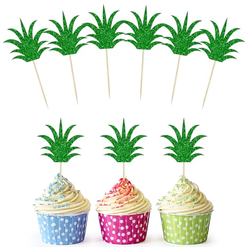 Tortendeko Geburtstag - 12 Stück Ananas Blätter Cupcake Topper, Kuchen Deko für Kinder, Hochzeit Party, Cake Decoration Tortendeko Geburtstag - 12 Stück Ananas Blätter Cupcake Topper, Kuchen Deko für Kinder, Hochzeit Party, Cake Decoration von YULONGWU