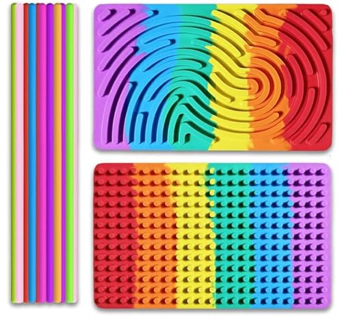 Sensory Activity Board sensorisches Aktivitätsbrett Silikon Fidget Toy mit Reisetasche und 20 Saiten Tactile Sensory Toys Double-Face Design zur Linderung von Stress Angst Autismus und ADHS (bunt) von YUMIPDD