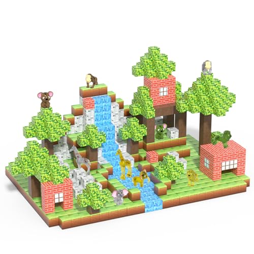 YUN TAO Waldtiere Magnetbausteine-Set - 155+ Stücke Dschungel-Thema erzieherische STEM-Spiele für Kinder 3-8 Jahre - Sichere ABS-Tier-Magnetkacheln - Kreatives Baupuzzle-Spielset von YUN TAO