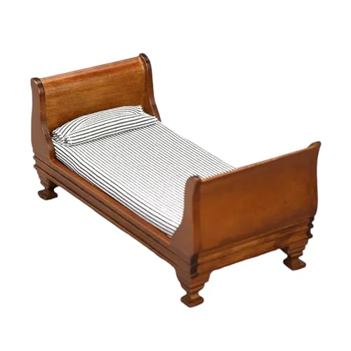 Miniatur-Einzelbett im viktorianischen Stil, Maßstab 1:12, für Puppenhäuser, Schlafzimmer, mit realistischem, detailliertem Miniatur-Einzelbett Miniatur-Einzelbett im viktorianischen Stil, Maßstab 1:12, für Puppenhäuser, Schlafzimmer, mit realistischem, detailliertem Miniatur-Einzelbett von YUNGLOO