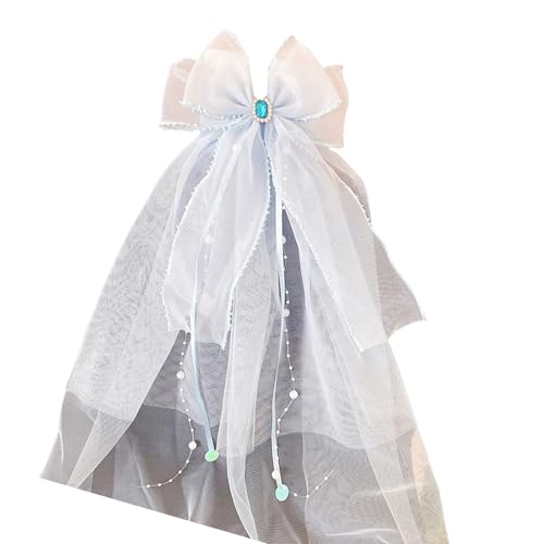 YUNGLOO Elegantes weißes Schleier- und Kopfschmuck-Set für Mädchen, zur Erstkommunion, verstellbare Schleife, leicht, Tüll, Kleidung, Erstkommunion, weißer Schleier und Kopfschmuck von YUNGLOO