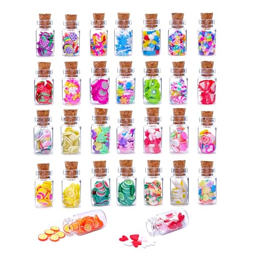30 Stück Miniatur Wichtel Zubehör, Puppenhaus Zubehör Weihnachten, Mini Food Wichtel Zubehör, Mini-Glasdosen mit Obstscheiben Miniatur Deko für Miniküche, Mini-Teeparty, DIY-Mikrolandschaft von YUNHENTONG