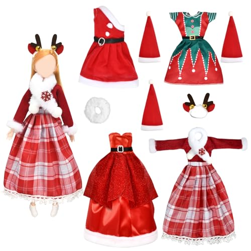 4 PCS Set Puppe Weihnachtskleidung, Fashion Puppen Kleidung, Minipuppen Verkleiden Sich in Weihnachtskleidung, Weihnachtspuppenzubehör, Mini-Weihnachtsmütze, Anziehspiel, für 30 cm Puppen Zubehör 4 PCS Set Puppe Weihnachtskleidung, Fashion Puppen Kleidung, Minipuppen Verkleiden Sich in Weihnachtskleidung, Weihnachtspuppenzubehör, Mini-Weihnachtsmütze, Anziehspiel, für 30 cm Puppen Zubehör von YUNHENTONG