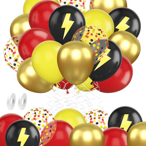 Luftballons Rot Schwarz Gelb Gold Ballons 50 Stück Blitz Konfetti Luftballons Rote Gelbe Blitz für Disco Blitzparty, Abschluss, Geburtstag Luftballons Rot Schwarz Gelb Gold Ballons 50 Stück Blitz Konfetti Luftballons Rote Gelbe Blitz für Disco Blitzparty, Abschluss, Geburtstag von YUNHENTONG