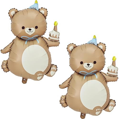 Bär Folienballon Groß, 2 Stück Teddybär Luftballons Helium Ballons Bär Geburtstag Deko Niedlich Folienballons Kinder für Bär Themenparty, Geburtstag, Fotografiezubehör von YUNHENTONG