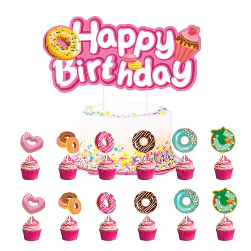 Donut Cupcake Toppers,13 PCS Krapfen Cupcake Topper,Muffin Torte Deko Donut,Donut Kuchen Toppers,Donut Geburtstag Tortendeko,Krapfen Geburtstag Party Deko für Baby Shower Mädchen Donut Cupcake Toppers,13 PCS Krapfen Cupcake Topper,Muffin Torte Deko Donut,Donut Kuchen Toppers,Donut Geburtstag Tortendeko,Krapfen Geburtstag Party Deko für Baby Shower Mädchen von YUNHENTONG