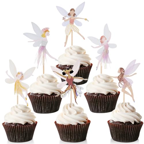 Fee Tortendeko Mädchen 12 Stück Feen Cupcake Topper Kuchendeko Geburtstag Torten Muffin Deko für Kinder Party, Nachmittagstee Fee Tortendeko Mädchen 12 Stück Feen Cupcake Topper Kuchendeko Geburtstag Torten Muffin Deko für Kinder Party, Nachmittagstee von YUNHENTONG