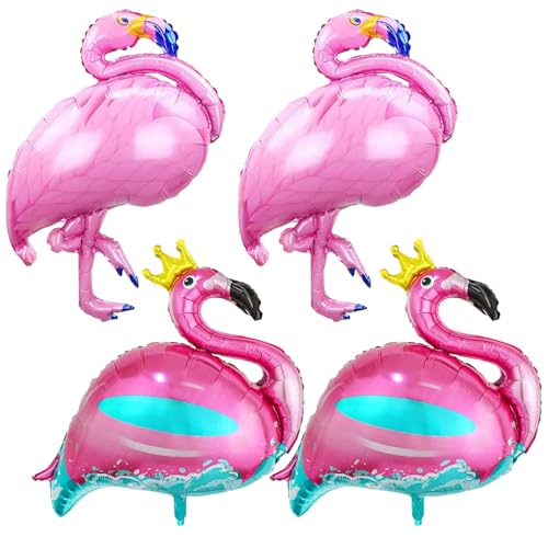 Flamingo Folienballons, 4 Stück Luftballons Hawaii Party Deko, Rosa Flamingo Ballon, Flamingo Luftballon Helium für Sommer Pool Strand Geburtstags Party Dekorationen von YUNHENTONG