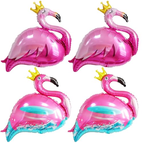 Flamingo Folienballons, 4 Stück Rosa Flamingo Ballons, Luftballons Hawaii Party Deko, Flamingo Luftballon Helium für Sommer Strand Pool Party Dekorationen Zubehör von YUNHENTONG