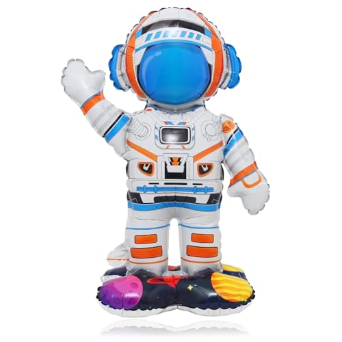 Folienballon Astronaut, 4D Luftballons Geburtstag Astronaut, XL Weltraum Astronaut Folienballon, Stehender Astronaut Inflatable Balloons für Kinder Geburtstagsparty, Weltraumpartys Deko von YUNHENTONG