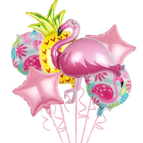 Hawaii Folienballons, 6 Stück Sommer Luftballons, Hawaii Deko Ballons Summer Flamingo Ananas Folienballon für Sommer Geburtstags Pool Strand Party Dekorationen von YUNHENTONG