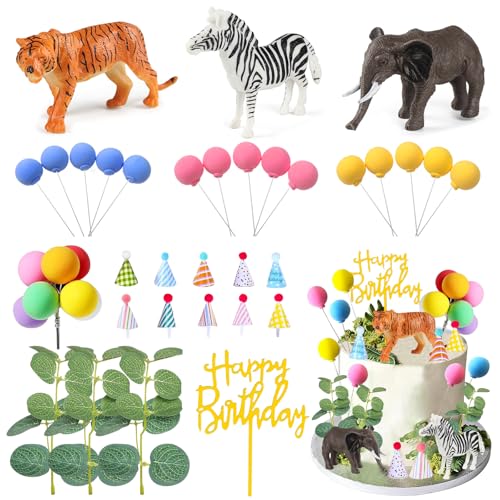 Tortendeko Tiere 33 Stück Tortendeko Waldtiere Tortendeko Dschungel Safari Tortendeko Kugeln Tortendeko Luftballons Cake Topper Kindergeburtstag Tiger, Elefant, Zebra, Eukalyptusblätter Tortendeko Tiere 33 Stück Tortendeko Waldtiere Tortendeko Dschungel Safari Tortendeko Kugeln Tortendeko Luftballons Cake Topper Kindergeburtstag Tiger, Elefant, Zebra, Eukalyptusblätter von YUNHENTONG