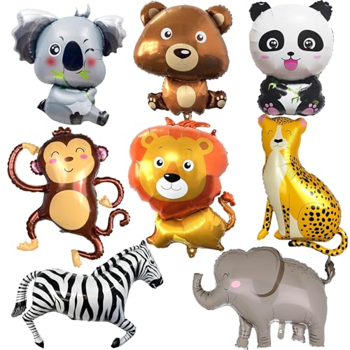 Folienballon Tiere 8 Stück Luftballons Tiere Helium Ballons Waldtiere Geburtstag Deko Safari Geburtstagsdeko für Kinder von YUNHENTONG