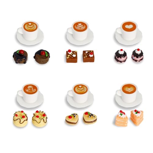 Mini Food 24-Teiliges Puppenhaus Zubehör Küche, Wichtel Essen, Miniatur Lebensmittel Kaffeetasse Kuchen Dessert, Zubehör für Miniküche, Mini-Teeparty, DIY-Mikrolandschaft von YUNHENTONG