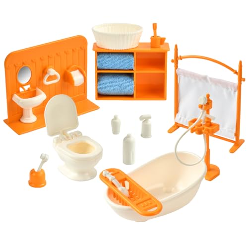 Miniatur Badezimmer Zubehör, Puppenhaus Zubehör Weihnachten, Mini Waschraum Zubehör, Miniatur Wichtel Zubehör, für Puppenhaus Deko, Mini Duschraum, DIY-Mikrolandschaft von YUNHENTONG