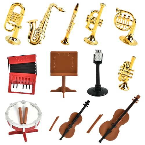 Miniatur Musikinstrumente Zubehör, 12 Stück Puppenhaus Zubehör Weihnachten, Mini Musikzimmer Zubehör, Miniatur Wichtel Zubehör, für Puppenhaus Deko, Mini Musikfestival, DIY-Mikrolandschaft Miniatur Musikinstrumente Zubehör, 12 Stück Puppenhaus Zubehör Weihnachten, Mini Musikzimmer Zubehör, Miniatur Wichtel Zubehör, für Puppenhaus Deko, Mini Musikfestival, DIY-Mikrolandschaft von YUNHENTONG