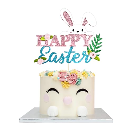 Osterhasen Tortendeko, Cake Topper Ostern Glitzer Hasen Kuchen Deko, Niedlich Kuchendeko Oster, Happy Easter Torten Deko für Osterthema Partyzubehör Osterhasen Tortendeko, Cake Topper Ostern Glitzer Hasen Kuchen Deko, Niedlich Kuchendeko Oster, Happy Easter Torten Deko für Osterthema Partyzubehör von YUNHENTONG