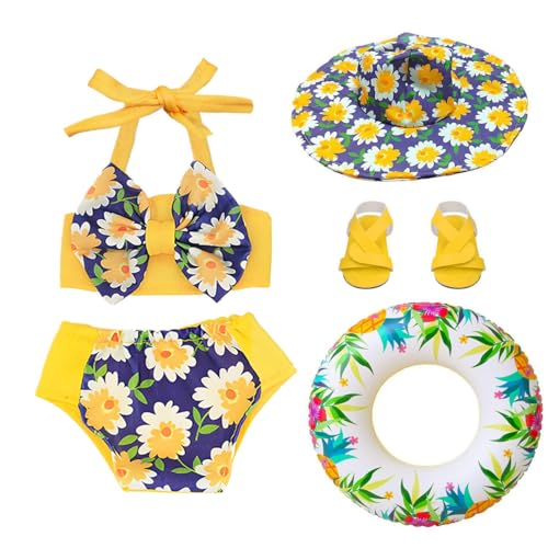 Puppen Badeanzug Set, Puppen Schwimmset Puppenkleidung Sommer, Badeanzug Puppe mit Schwimmring Sandalen Sonnenhut für 18 Zoll Puppen Sommer Wasser Anziehaccessoires Puppen Badeanzug Set, Puppen Schwimmset Puppenkleidung Sommer, Badeanzug Puppe mit Schwimmring Sandalen Sonnenhut für 18 Zoll Puppen Sommer Wasser Anziehaccessoires von YUNHENTONG