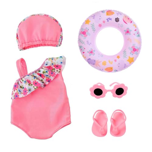 Puppen Badeanzug Set, Puppen Schwimmset Puppenkleidung Sommer, Badeanzug Puppe mit Schwimmring Sonnenbrille Sandalen für 18 Zoll Puppen Sommer Wasser Anziehaccessoires Puppen Badeanzug Set, Puppen Schwimmset Puppenkleidung Sommer, Badeanzug Puppe mit Schwimmring Sonnenbrille Sandalen für 18 Zoll Puppen Sommer Wasser Anziehaccessoires von YUNHENTONG