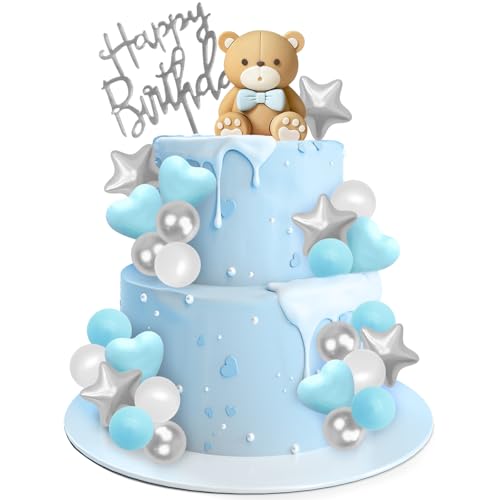 Tortendeko Bär, 27 Stück Kuchendeko Geburtstag Blau Bär Cake Topper, Niedlich Bär Torten Deko Kugeln Deko Tortekuchen Topper für Kindergeburtstage, Bären-Mottopartys, Jubiläen, Hochzeiten Tortendeko Bär, 27 Stück Kuchendeko Geburtstag Blau Bär Cake Topper, Niedlich Bär Torten Deko Kugeln Deko Tortekuchen Topper für Kindergeburtstage, Bären-Mottopartys, Jubiläen, Hochzeiten von YUNHENTONG
