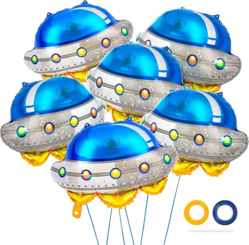 Raumschiff Luftballons 6 Stück Weltraum Raumschiff Luftballons Raumschiff Weltraum Party deko für Kinder Weltraum Themen Party Geburtstagsdeko von YUNHENTONG