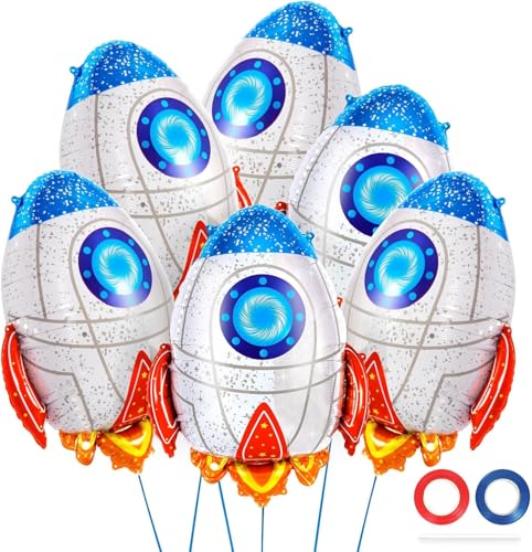 Weltraum Luftballons Weltraum Party Deko, Astronaut, Raumschiff, Rakete Folienballon für Kinder Themen Party Geburtstagsdeko (D-6 Stück) von YUNHENTONG