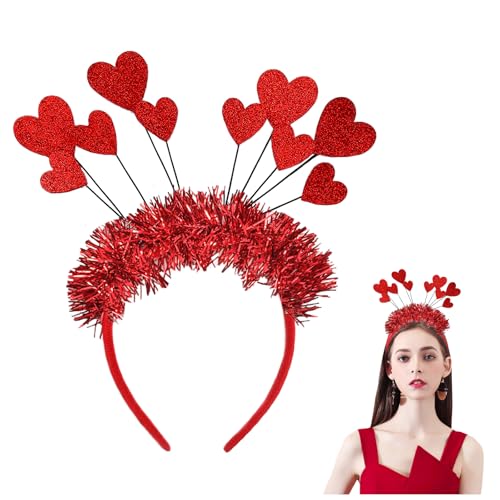 YUNHENTONG Herz Haarreif Kopfschmuck Herzen Rot Amor Haarreif Rot Damen Amor Kostüm Accessoires Cupid Costume Herzdame Kostüm Herzchen Foto Requisiten Hochzeit Valentinstag Deko (A) von YUNHENTONG