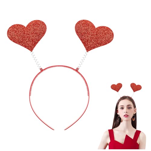 YUNHENTONG Herz Haarreif Kopfschmuck Herzen Rot Amor Haarreif Rot Damen Amor Kostüm Accessoires Cupid Costume Herzdame Kostüm Herzchen Foto Requisiten Hochzeit Valentinstag Deko (D) von YUNHENTONG