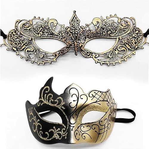YUNHENTONG Venezianische Maske Herren Damen 2 Stück Maskenball Masquerade Mask Masken Kostüm Gold Spitzenmaske Maske Venezianisch Augenmaske Karneval Maske Fasching YUNHENTONG Venezianische Maske Herren Damen 2 Stück Maskenball Masquerade Mask Masken Kostüm Gold Spitzenmaske Maske Venezianisch Augenmaske Karneval Maske Fasching von YUNHENTONG