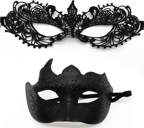 YUNHENTONG Venezianische Maske Herren Damen 2 Stück Maskenball Masquerade Mask Masken Kostüm Schwarz Spitzenmaske Maske Venezianisch Augenmaske Karneval Maske Fasching YUNHENTONG Venezianische Maske Herren Damen 2 Stück Maskenball Masquerade Mask Masken Kostüm Schwarz Spitzenmaske Maske Venezianisch Augenmaske Karneval Maske Fasching von YUNHENTONG