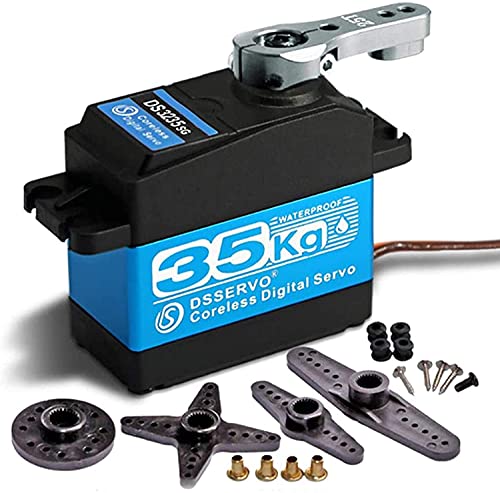 YUNIQUE GREEN-CLEAN-POWER - Kernloser Digitaler Servomotor DS3235 35KG | Edelstahlgetriebe 7.4V | Wasserdicht Hohes Drehmoment | für RC Auto Roboter, Türkis, Kunststoff von YUNIQUE GREEN-CLEAN-POWER