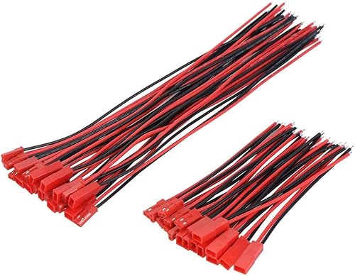 YUNIQUE GREEN-CLEAN-POWER B0BMTQ2BBV 20 Paar 22 AWG Plug Connector, 2 Pins männlich weiblich, JST Stecker, LED Kabel, Lamp Strip RC Akku Spielzeug 10 cm und 15 cm, Rot von YUNIQUE GREEN-CLEAN-POWER