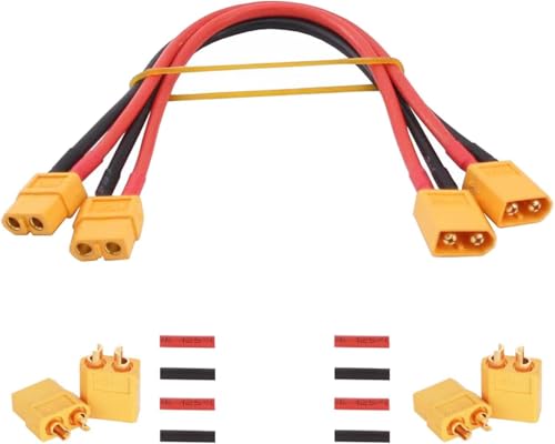 YUNIQUE GREEN-CLEAN-POWER 2 Stück XT60 Kabel männlich-weiblich 30 cm 14AWG aus Silikon + 2 Paar XT60 Stecker / Buchse für RC Lipo FPV Drohne Batterien YUNIQUE GREEN-CLEAN-POWER 2 Stück XT60 Kabel männlich-weiblich 30 cm 14AWG aus Silikon + 2 Paar XT60 Stecker / Buchse für RC Lipo FPV Drohne Batterien von YUNIQUE GREEN-CLEAN-POWER