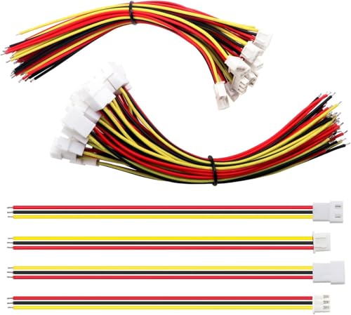 YUNIQUE GREEN-CLEAN-POWER 20 Paar JST XH 2.54 3 Pin Steckverbinder mit Kabel 150 mm 22AWG - Stecker und Buchse für elektronische Projekte, Lipo Batterien, Drohnen und RC Modellbau von YUNIQUE GREEN-CLEAN-POWER