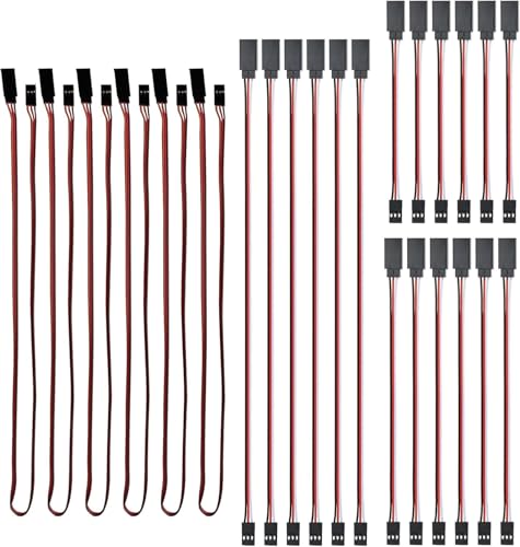 YUNIQUE GREEN-CLEAN-POWER Set 24 Stück Servo Verlängerungskabel 3 Pin JR Stecker auf Futaba Buchse - Servo Verlängerungen RC 10/15/30/50cm - Kompatibel mit Auto, Drohnen, Flugzeug von YUNIQUE GREEN-CLEAN-POWER