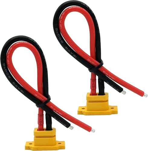 YUNIQUE GREEN-CLEAN-POWER XT60E-F Steckverbinder mit 20 cm Kabel 12 AWG aus Silikon – XT60 Montagestecker für Lipo RC Batterien, FPV-Drohnen, Autos, Flugzeuge und Hubschrauber, 2 Stück von YUNIQUE GREEN-CLEAN-POWER