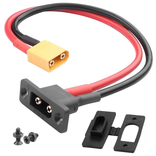 YUNIQUE GREEN-CLEAN-POWER XT90E-M Stecker auf XT90 Stecker, 30 cm, 10 AWG, vergoldet, mit Bulkhead-Montage, Staubschutzkappe – RC Adapter für Lipo Batterien, Drohnen, Autos und Helikopter von YUNIQUE GREEN-CLEAN-POWER