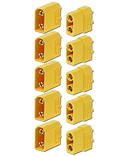 YUNIQUE GREEN-CLEAN-POWER - Set mit 5 Paar XT90 Stecker-Buchse | Hochwertig für RC Lipo-Batterien | Vergoldet, Sichere Konnektivität, Gelb, Kunststoff von YUNIQUE GREEN-CLEAN-POWER