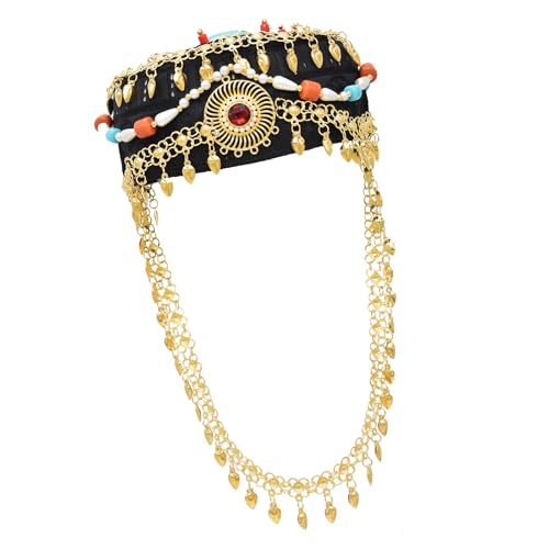 YUNNESS Türkisfarbener Strass-Hut mit goldenen Quasten für modische Frauen, Foto-Requisiten, elegante ethnische Kappen mit Schmucksteinen, gold, as the pic show YUNNESS Türkisfarbener Strass-Hut mit goldenen Quasten für modische Frauen, Foto-Requisiten, elegante ethnische Kappen mit Schmucksteinen, gold, as the pic show von YUNNESS
