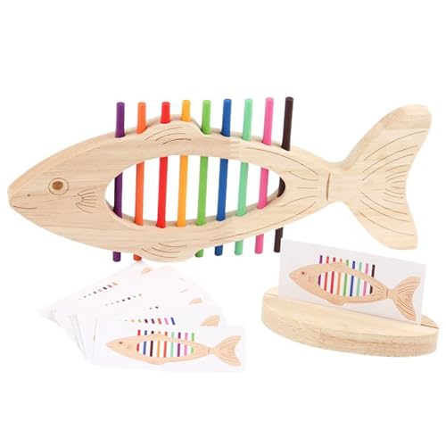 Pädagogisches Hölzernes Fischknochenspielzeug Für Kleinkind Um Feine Motorische Fähigkeiten Zu Entwickeln Farbige Matching Und Hand Augenkoordination Holz Matching Spiel Für Kinder von YUNNIAN